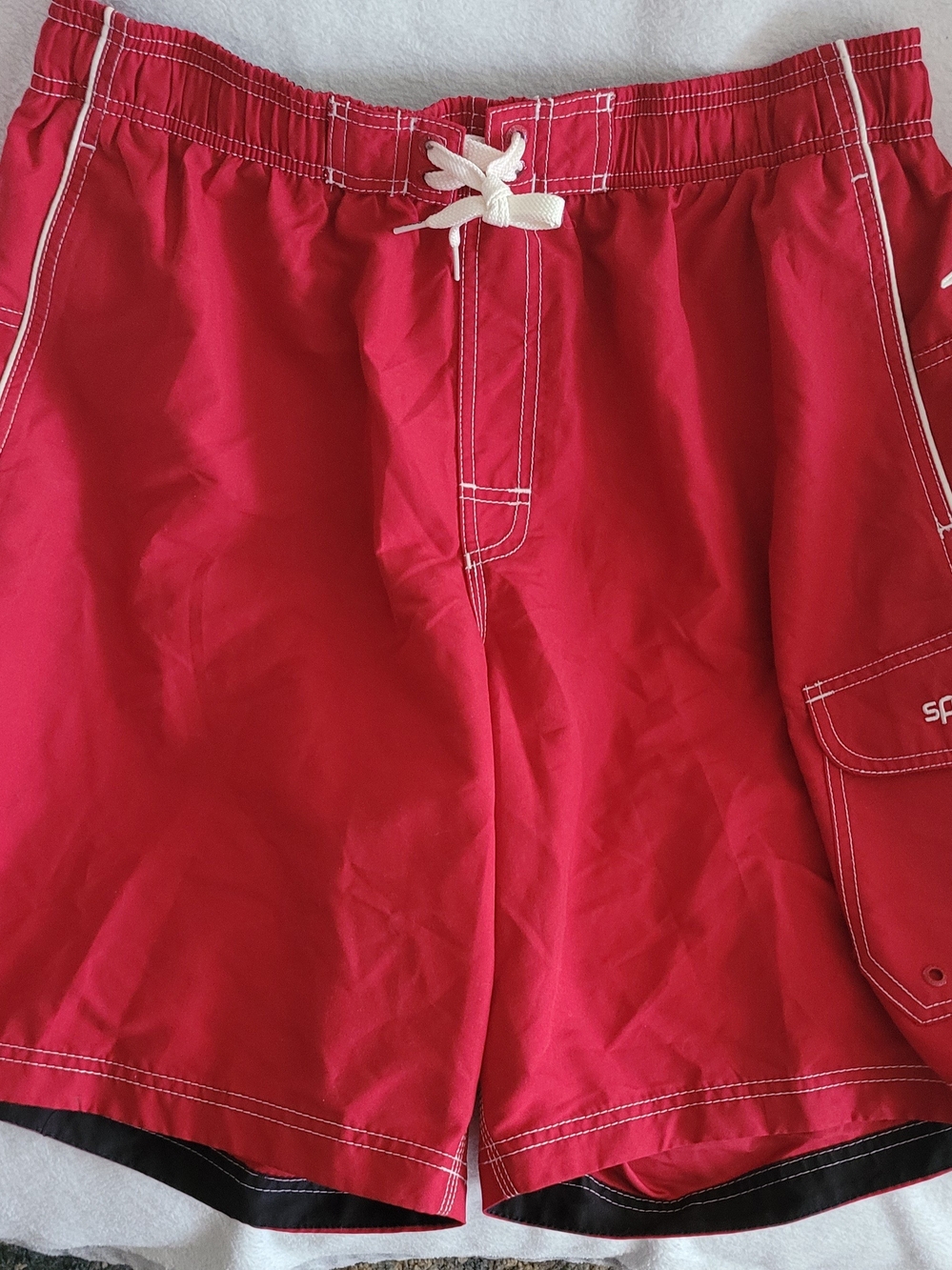 Speedo Red Board Shorts with White Trim